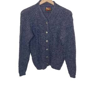 ALPS APPAREL VINTAGE M Mohair Wool Knit Button Front Sweater Cardigan Gray 90s